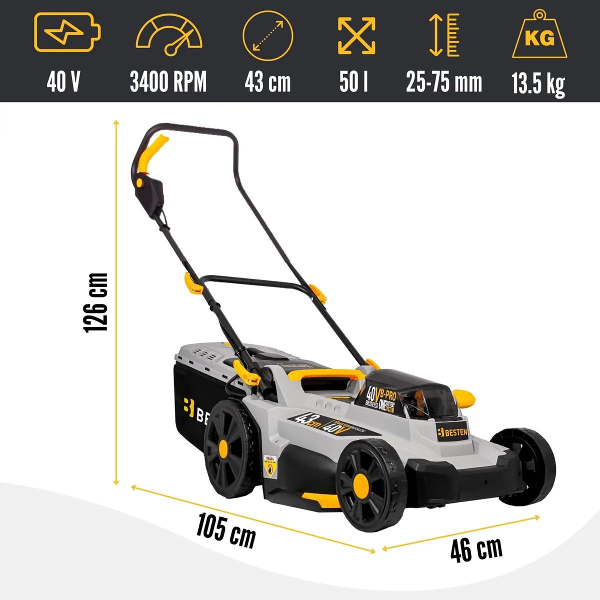 Kosiarka akumulatorowa BESTEN BE0002918 - specyfikacja